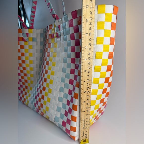Colorful Checkered poolside or beach Tote Bag - Picture 4 of 8